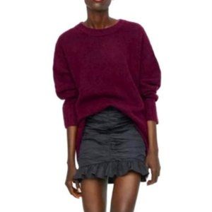 Zara Knit Sweater Oversized Burgundy Wool Blend Size Small